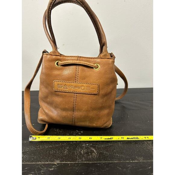 Vintage 00s Y2K FOSSIL Leather Convertible Bucket Bag Handbag Purse - Picture 9 of 10